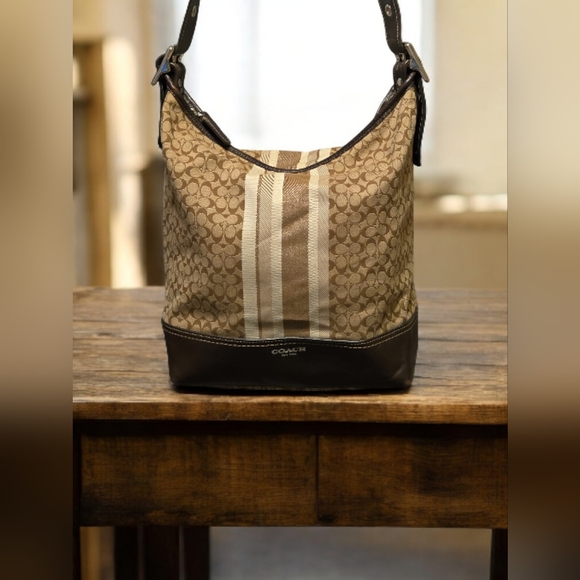 Coach Handbags - Coach Legacy 19918 Vintage Signature Shoulder Bag - Tan/Brown Jacquard & Leather